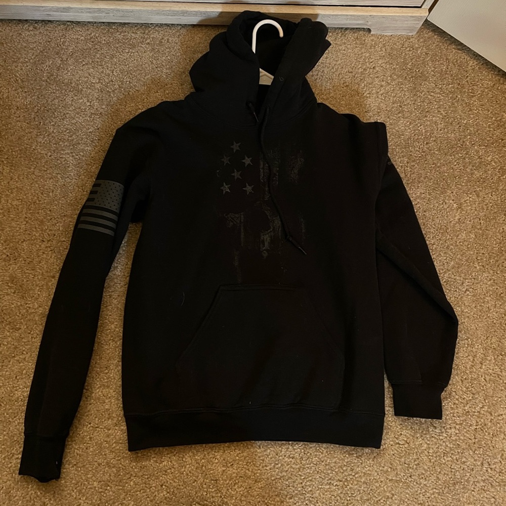 Black and grey punisher hoodie